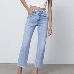 ZARA High Waisted Straight Leg Rigid Denim Jeans Fits Size 0 (Size 2 Runs Small)